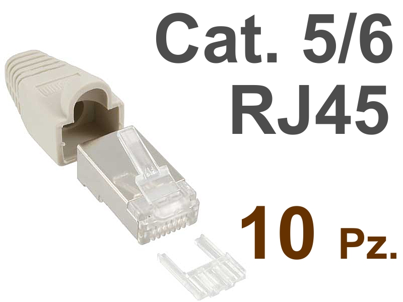 10 Pezzi Beige - Connettore Schermato Plug RJ45 per Cavi di rete LAN  Ethernet Cat.5 e 6